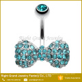 Multi Gem Bling Bling Rhinestone Bow - Tie Surgical Steel Belly Button Ring